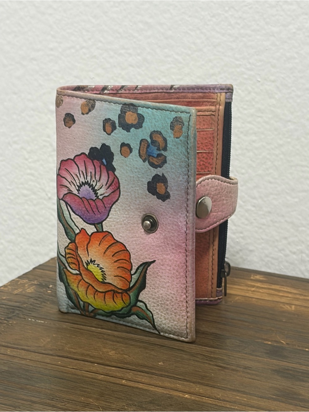 Anuschka Small Leather Floral Minimalist Wallet - Excellent Condition